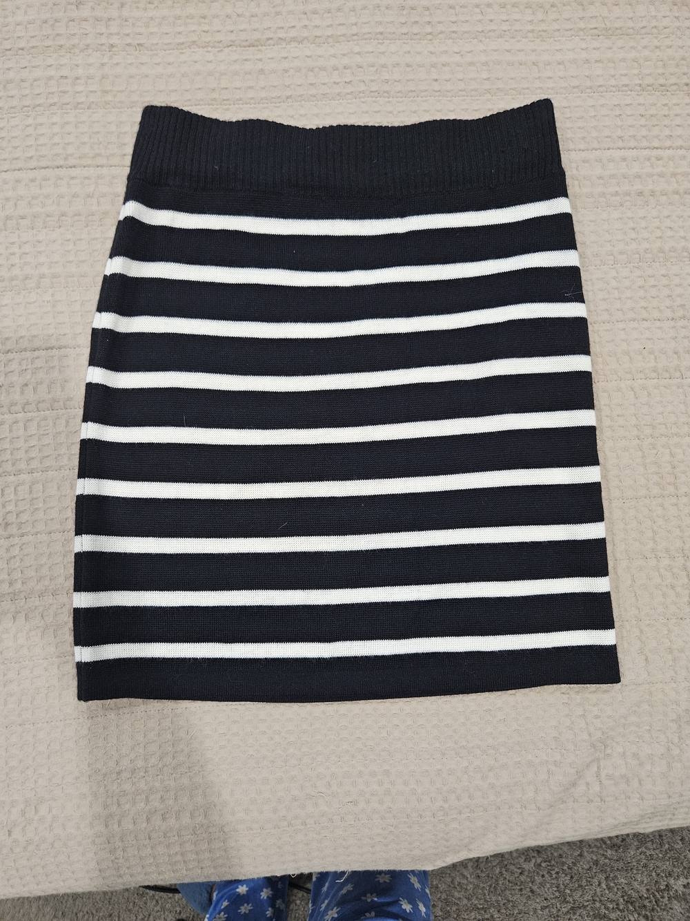 LOFT Navy and White Striped Mini Skirt